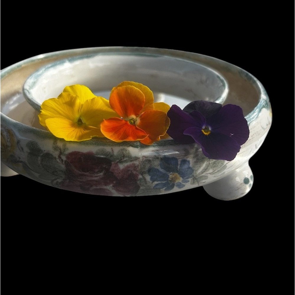 🤩HP🤩 Vintage/Rare Ulmer Keramik Germany Folk Art Pansy Ring - Picture 3 of 7